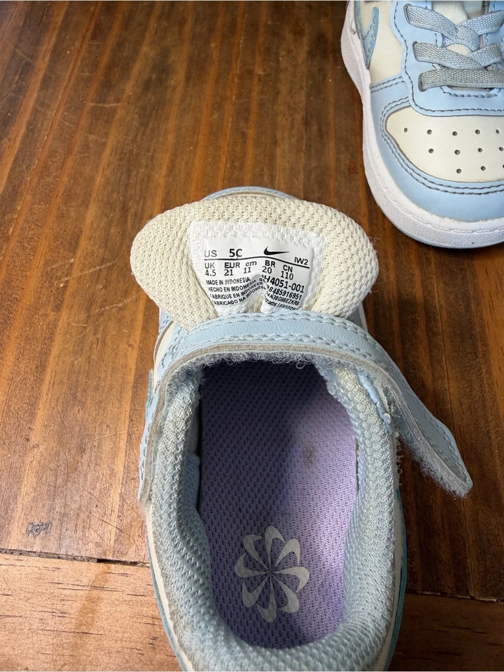 Nike Kids Light Blue and Cream Hook-and-Loop Sneakers